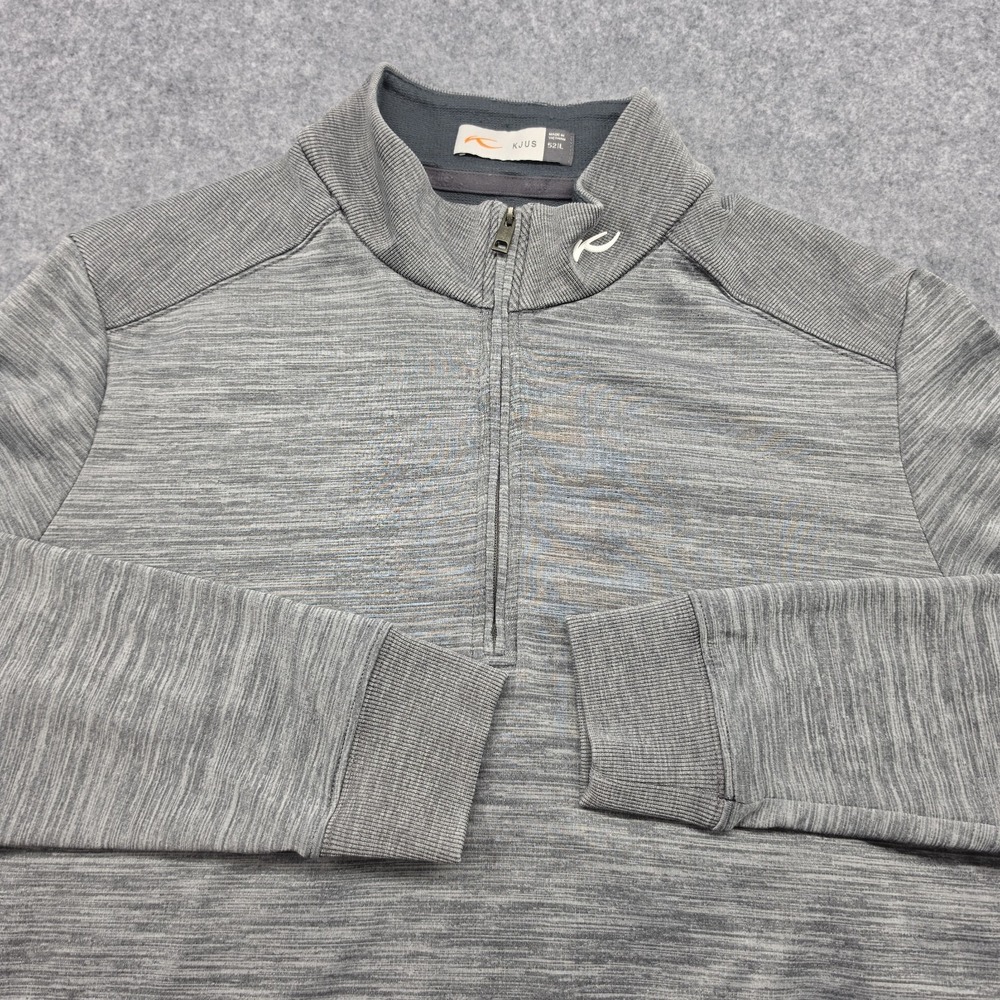 KJUS Mens Gray Space Dye Quarter Zip Pullover Mock Neck Golf Sweater Size 52 L